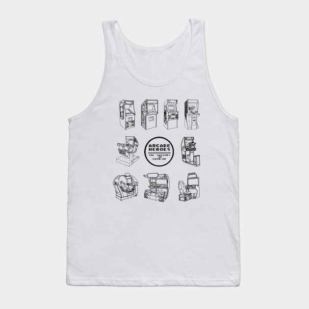 Surrounded By Arcades - Arcade Heroes (B&W) Tank Top by arcadeheroes